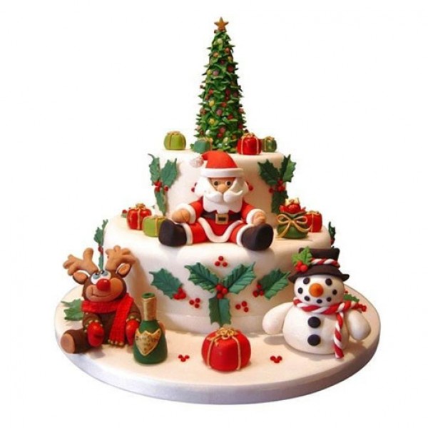 3 Kg Designer Christmas Theme Vanilla Fondant Cake